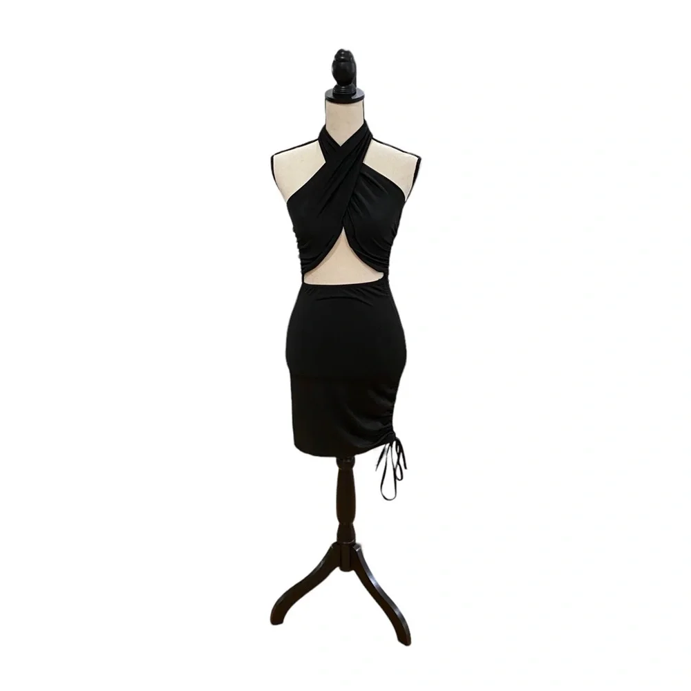 Cross Front Peek A Boo Mini Dress - Picture 1 of 2